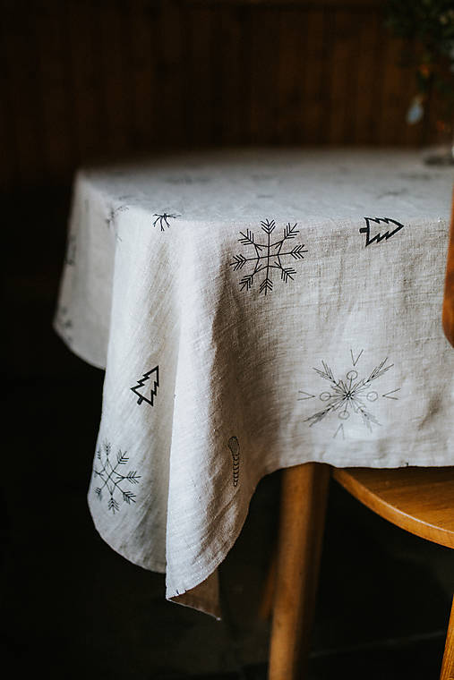 Úžitkový textil - Lněný ubrus Vánoční - 17031939_