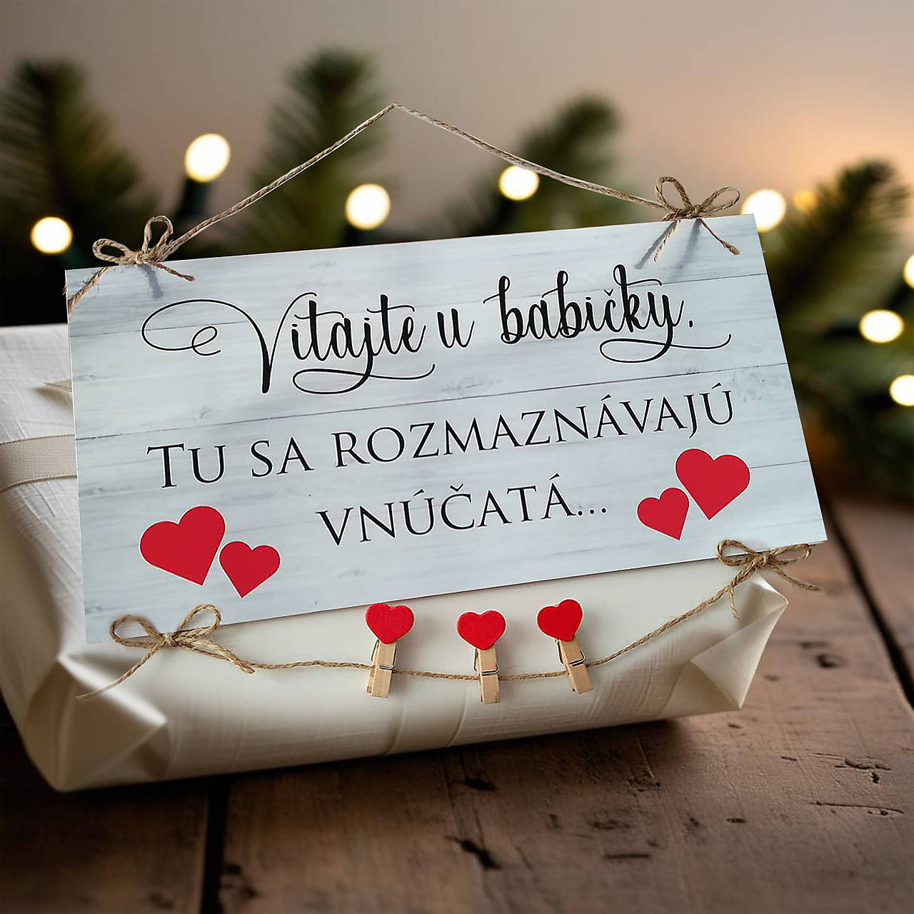 Tabuľka pre starých rodičov vitajte u babky a dedka na vianoce (U babičky, tu sa rozmaznávajú vnúčatá)