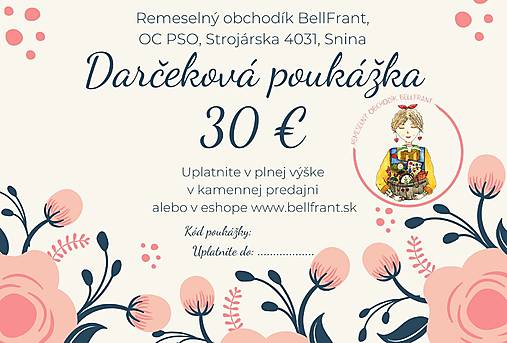 Darčeková poukážka 30 €