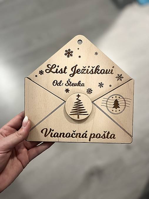 Materiál ručne robený - Drevená obálka na list pre Ježiška - 17031775_