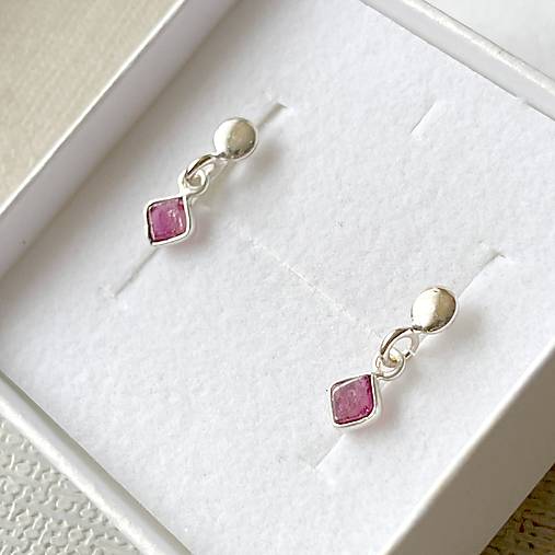 Tourmaline Rubelite Elegant AG925 Earrings / Strieborné náušnice s turmalínom rubelitom E046