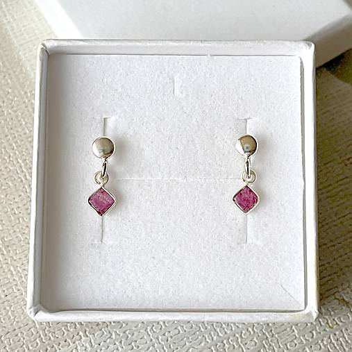 Tourmaline Rubelite Elegant AG925 Earrings / Strieborné náušnice s turmalínom rubelitom E046