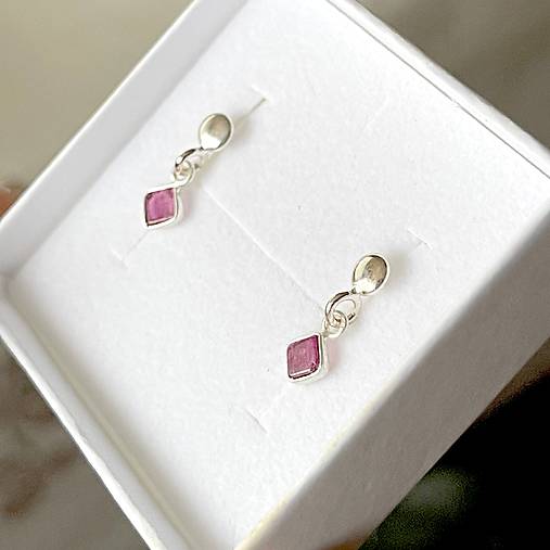 Tourmaline Rubelite Elegant AG925 Earrings / Strieborné náušnice s turmalínom rubelitom E046