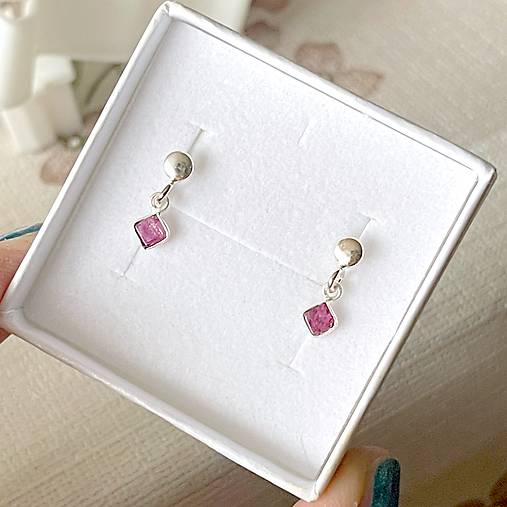 Tourmaline Rubelite Elegant AG925 Earrings / Strieborné náušnice s turmalínom rubelitom E046