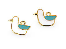 Komponenty - PR58 - kovový prívesok - smaltovaný, vtáčik, 16x13 mm - 17036343_