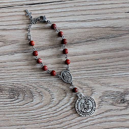 Kľúčenky - Talizman/ruženec Sv. Krištof (Jaspis červený) - 17035411_