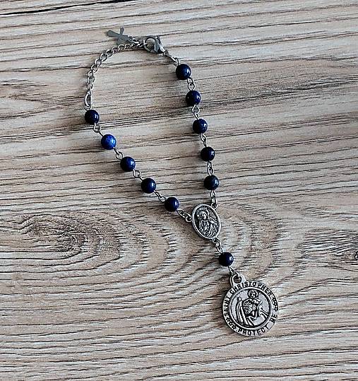 Kľúčenky - Talizman/ruženec Sv. Krištof (Lapis Lazuli) - 17035423_