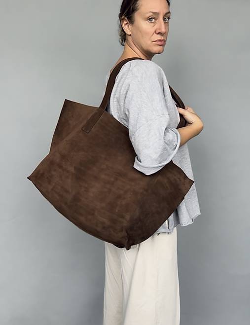 Veľké tašky - .SUEDE kožená shopper taška - 17038920_