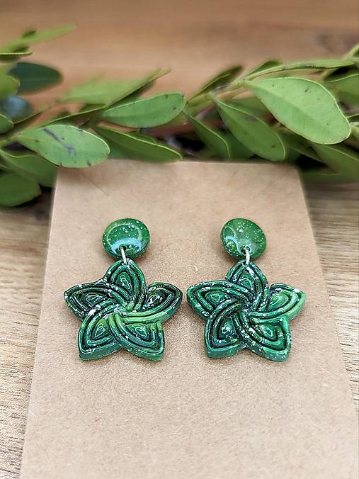 Náušnice - Zelená hviezda - 17037365_