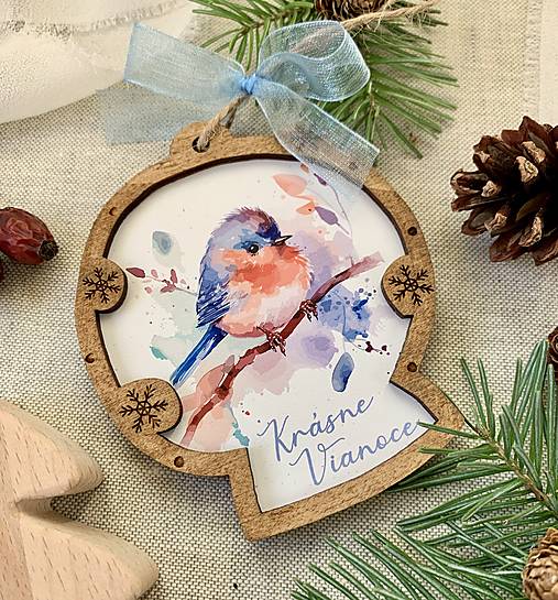 Dekorácie - Vianočná ozdoba Vtáčik chocholáčik - 17044529_