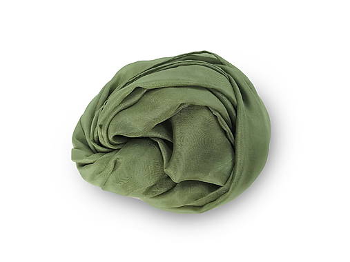 Šály a nákrčníky - "olive green"  hodvábny šál skladom - 17045324_