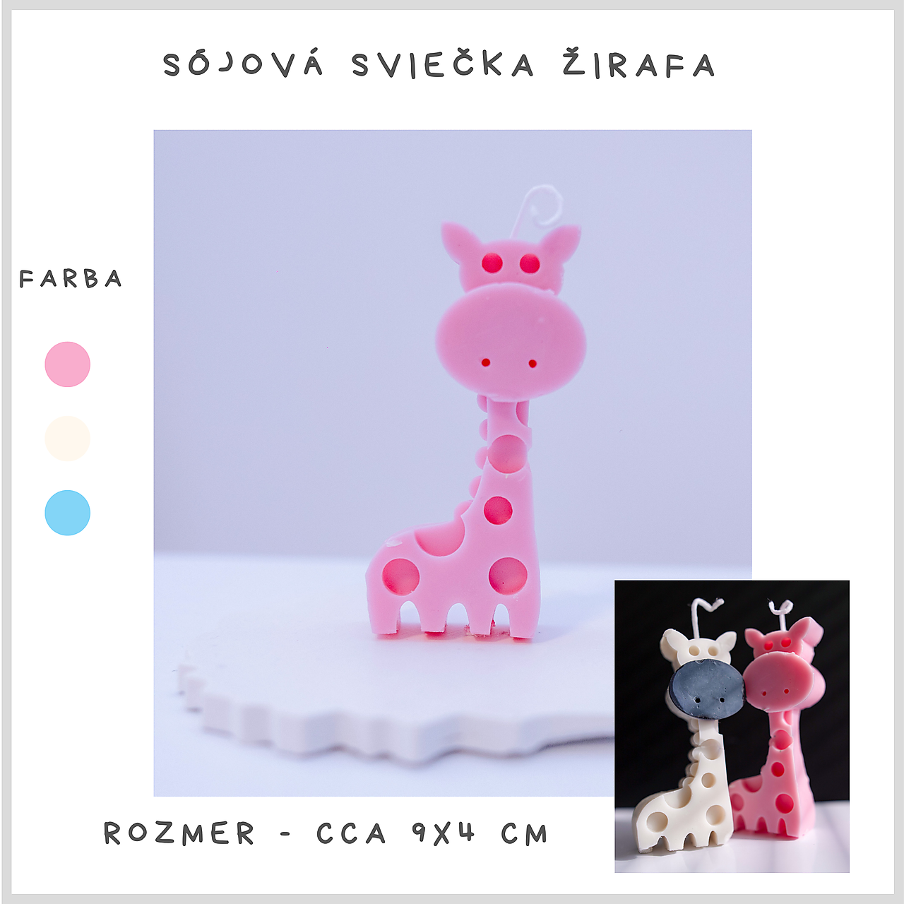 Sójová sviečka Žirafa (Ružová)