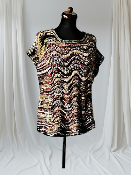 Vesty - Vesta (pončoidná:-) vlnkavá s gombíkmi - 17048477_