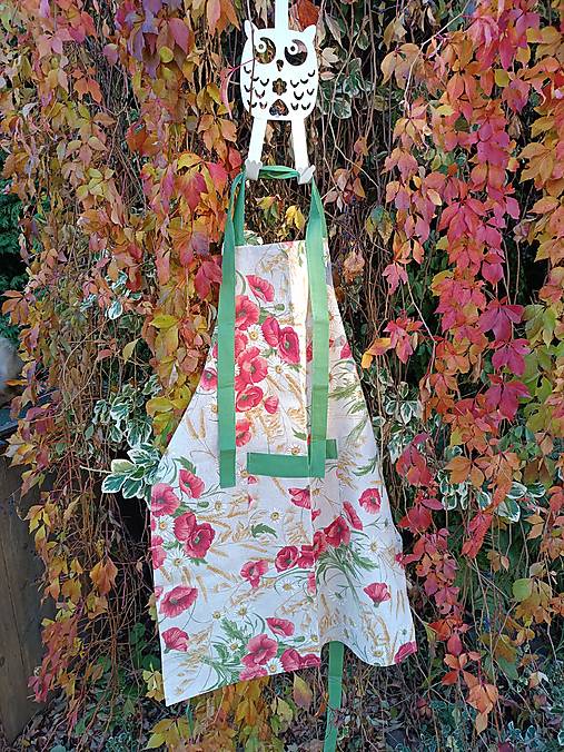 Iné oblečenie - Zástera maky so zelenou - 17048528_