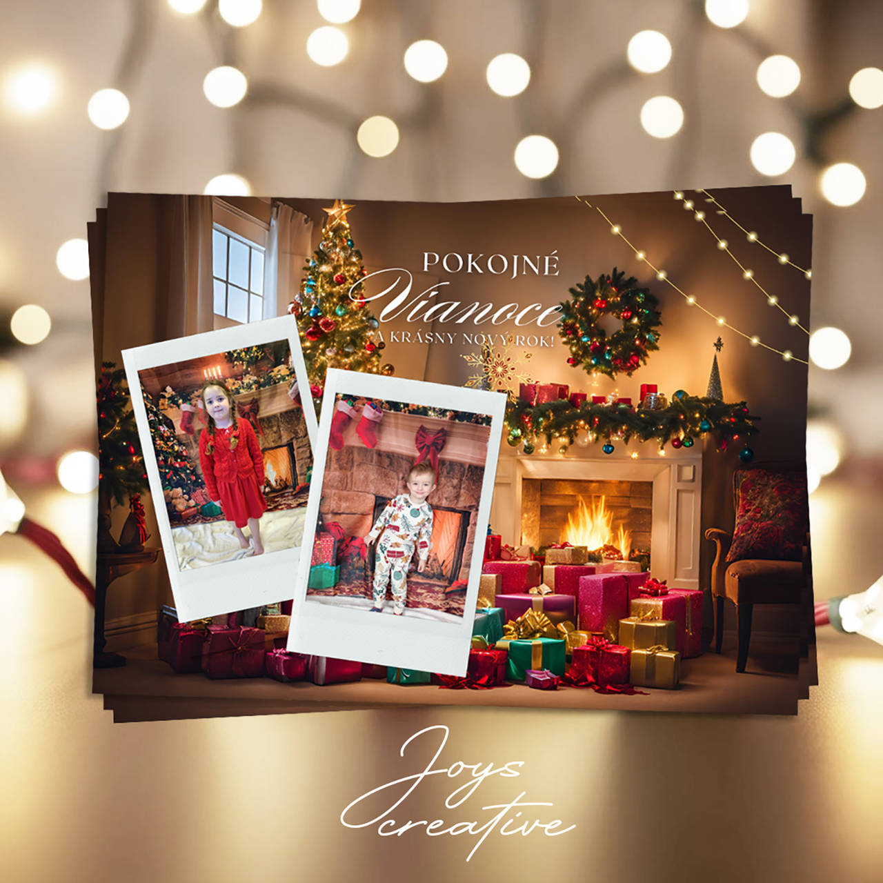 Obojstranná vianočná pohľadnica s fotografiou (červená (min.8ks))
