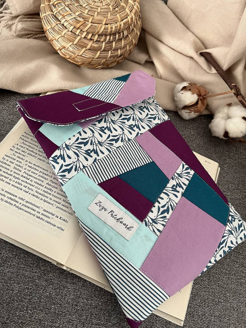 Na notebook - Patchwork knihobal, petrolejovo-purpurová - 17047733_