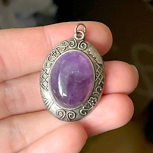 Amethyst Antique Silver Pendant / Prívesok s ametystom E056