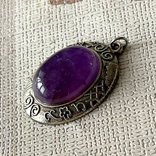 Amethyst Antique Silver Pendant / Prívesok s ametystom E056