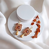 Náušnice - Šujtášové náušnice ZLATÁ ŠKORICA - 17052429_