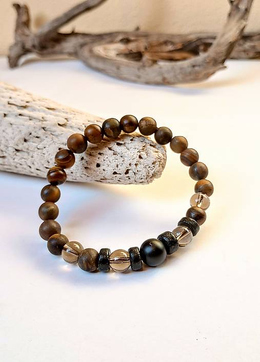 Náramky - Náramok tigrie oko, ónyx,sklo - 17050997_