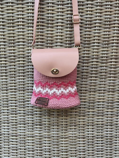 Kabelky - mini hačkovaná kabelka - ružová - 17054096_