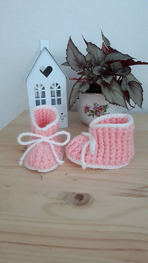Detské topánky - Háčkované papučky- ružové - 17050508_