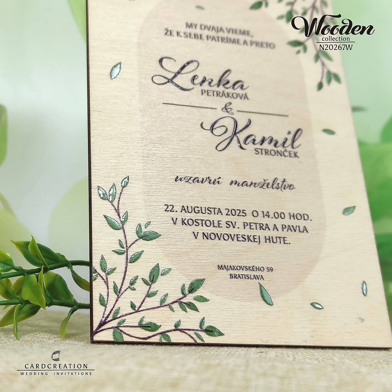 Drevené svadobné oznámenie N20267W 