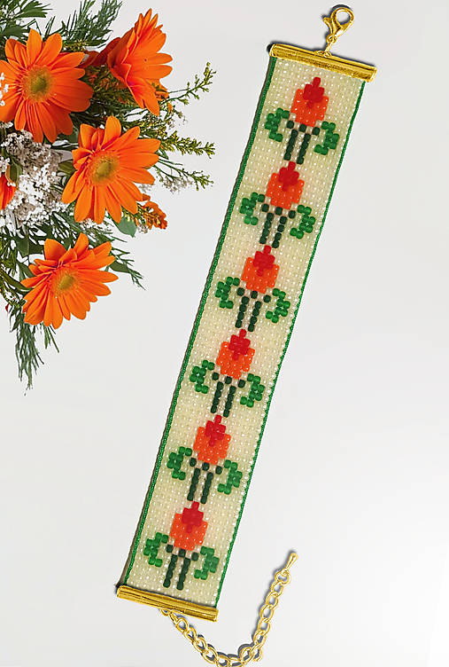 Náramky - Poupátka v pozore - korálkový náramok  - 17056975_