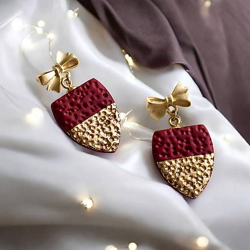 Náušnice - Jahody v zlatom šate  (Napichovacie) - 17061089_