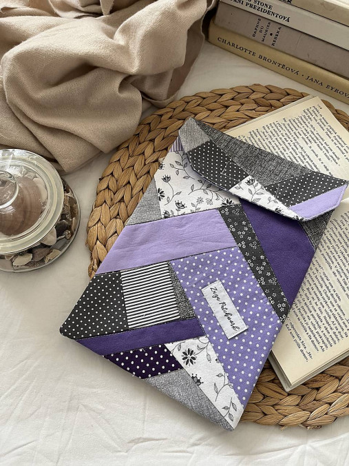 Papiernictvo - Patchwork knihobal, fialovo-sivá - 17059312_