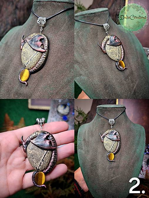 Náhrdelníky - Dračí Amulet s jaspisom a tigrim okom - 17058504_