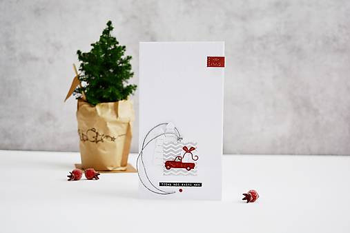 Papiernictvo - Vianočný pozdrav - červené auto - 17066978_