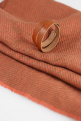 Pánske doplnky - Elegantný pánsky oranžovohnedý ľanový šál - 17067351_