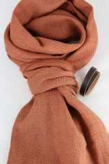 Pánske doplnky - Elegantný pánsky oranžovohnedý ľanový šál - 17067354_
