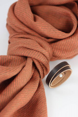Pánske doplnky - Elegantný pánsky oranžovohnedý ľanový šál - 17067355_