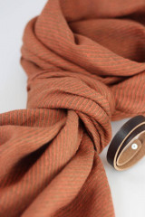 Pánske doplnky - Elegantný pánsky oranžovohnedý ľanový šál - 17067357_