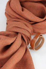 Pánske doplnky - Elegantný pánsky oranžovohnedý ľanový šál - 17067358_