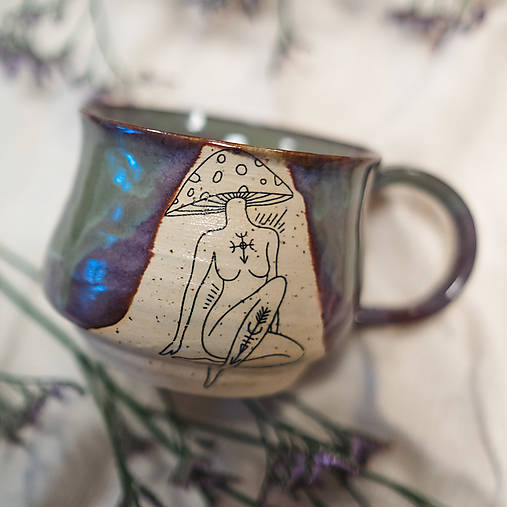 Nádoby - Éterický hrníček točený (Zeleno fialový 250ml) - 17068693_