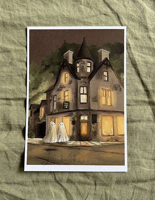 Kresby - ilustrácia Dušíkovia - Ghost Café (21,1 x 14,6 cm) - 17067832_