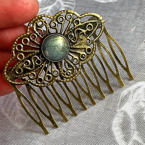 ZĽAVA 25% Vintage Labradorite Hair Comb / Hrebienok do vlasov s labradoritom