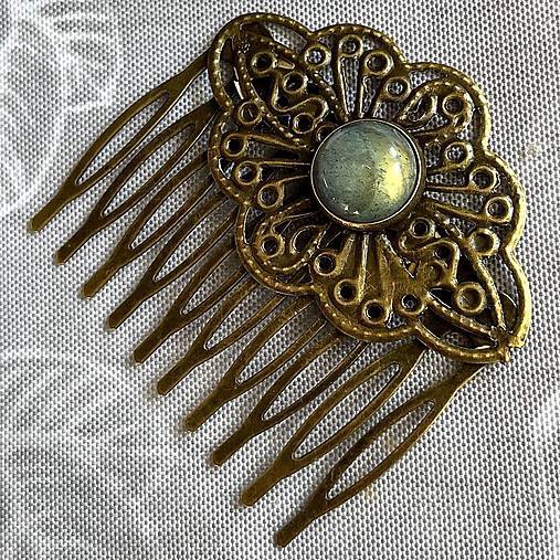 ZĽAVA 25% Vintage Labradorite Hair Comb / Hrebienok do vlasov s labradoritom