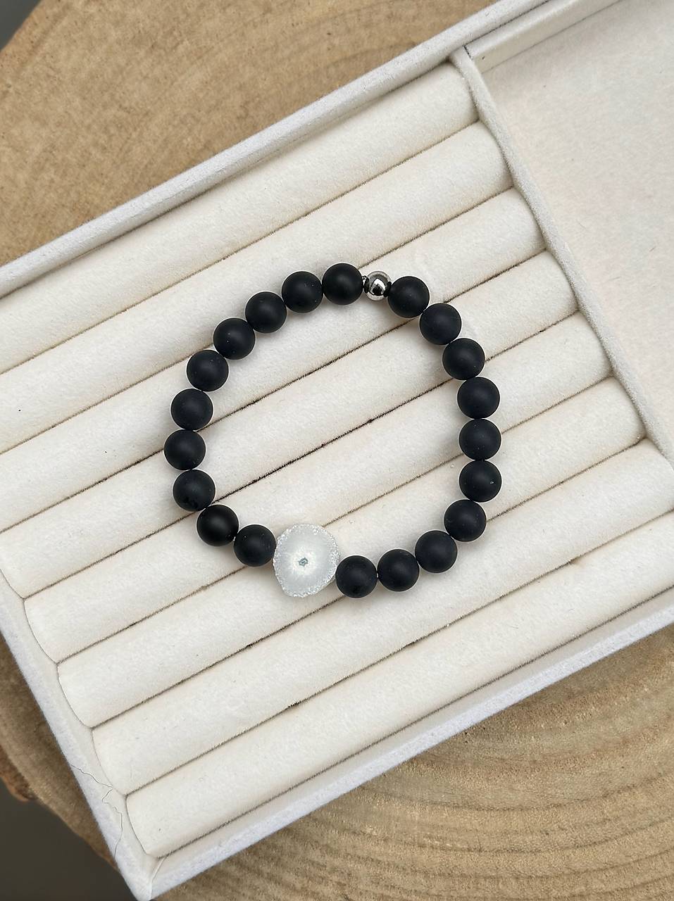 Náramok Ónyx s Achátovou drúzou (matný) 