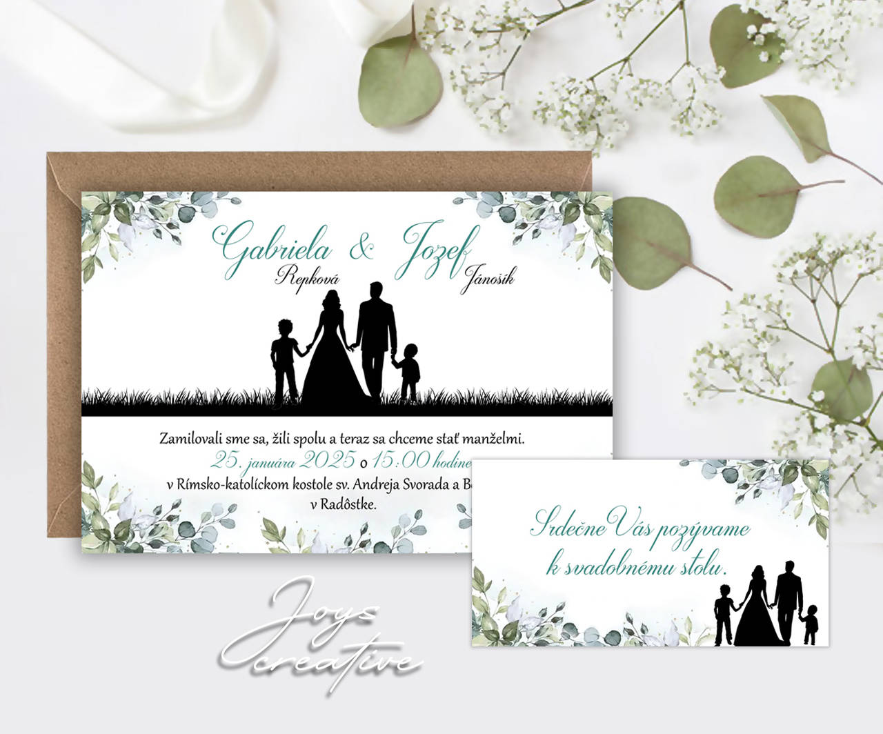 Svadobné oznámenie s deťmi v štýle "Greenery 24"