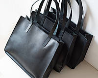 Kabelky - Kožená kabelka čierna TOTE BAG - 17073400_