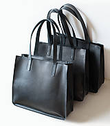 Kabelky - Kožená kabelka čierna TOTE BAG - 17073401_