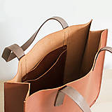 Kabelky - Kožená shopper kabelka TOTE BAG | koňaková (základná  (vrecko bez zipsu)) - 17074236_