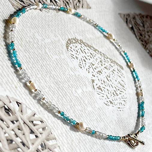 Luxury Apatite and Labradorite Steel Necklace / Náhrdelník apatit, labradorit, oceľ E021