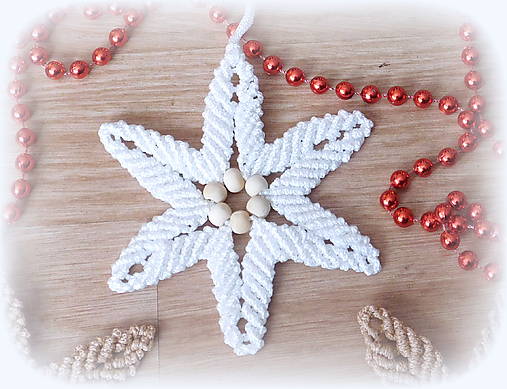 Dekorácie - vianočná hviezda 6 cípa (12 x 12 - Biela) - 17076558_