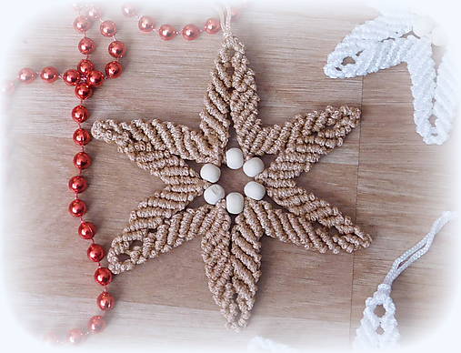 Dekorácie - vianočná hviezda 6 cípa (12 x 12 - Béžová) - 17076562_