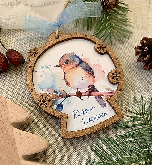 Dekorácie - Vianočná ozdoba Vtáčik modráčik - 17078795_